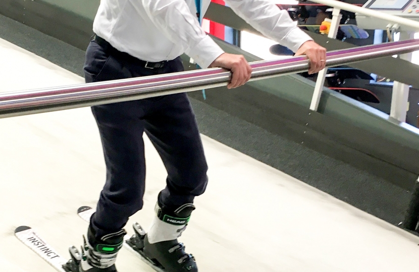 Greg Hands MP at Chel-Ski in Fulham, London's leading indoor ski training centre, trying it out for himself!