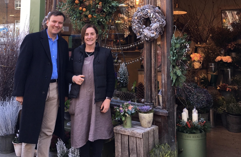 Greg Hands visiting small and successful businesses on Chelsea Green as part of Small Business Saturday.