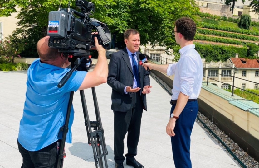 Greg Hands MP speaking to Czech media 