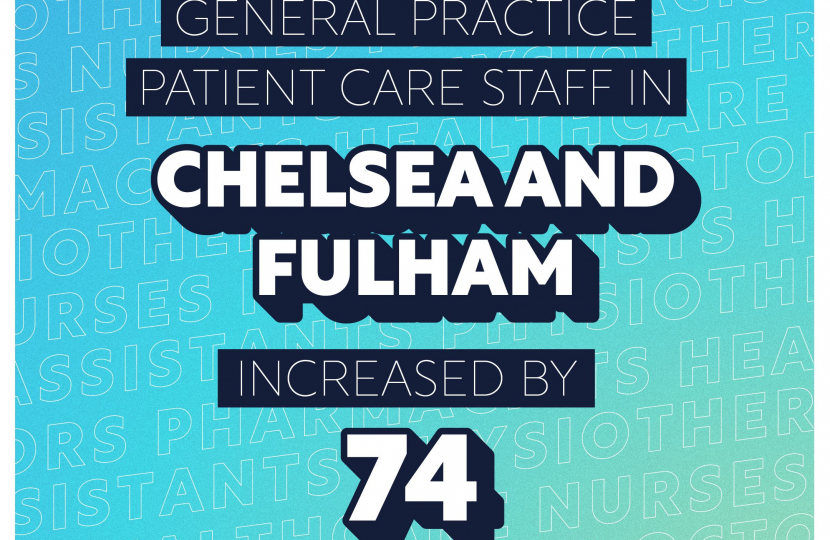 General Practice Patient Care Staff in Chelsea & Fulham Increased by 74 