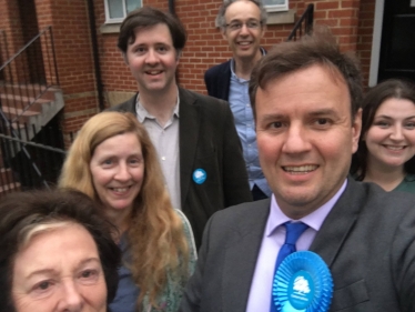 Greg Hands MP campaigning in the election with successful candidate Cllr Jackie Borland in Election Day for both the General Election and the Sands End Ward Council By-Election.