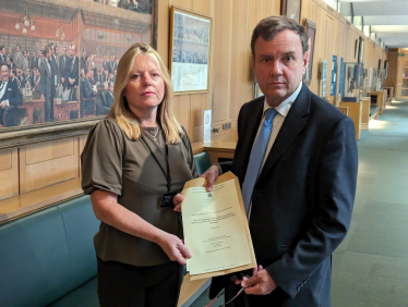 Greg handing over the North End Road Post Office petition.